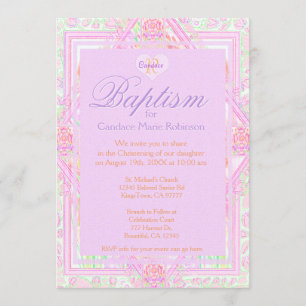 Invitation Baptême Monogramme Angel