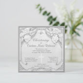 Invitation Baptême - Monogramme et Croix (Debout devant)