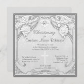 Invitation Baptême - Monogramme et Croix (Devant / Derrière)