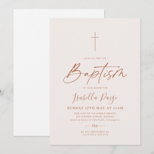Invitation Baptême neutre (Devant / Derrière)
