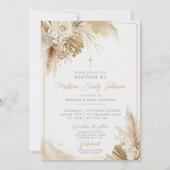 Invitation Baptême neutre Boho Herbe de Pampas (Devant)