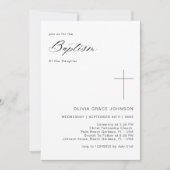 Invitation Baptême neutre de genre noir et blanc simple (Devant)