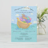 Invitation Baptême Noé's Ark Baby Animals Bleu (Debout devant)