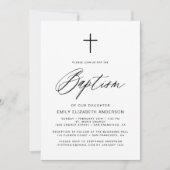 Invitation Baptême noir et blanc simple Script (Devant)