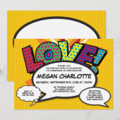 Invitation Baptême Nom De Dieu Amour Moderne Fun Comic (Devant / Derrière)