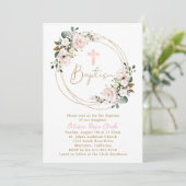 Invitation Baptême or rose pâle rose (Debout devant)