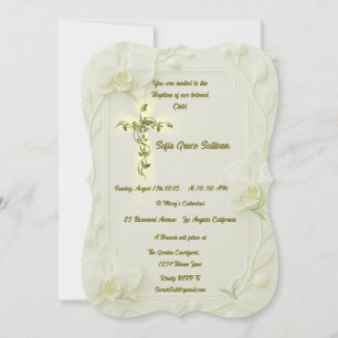 Invitation Baptême Orchidée Blanche & Vigne