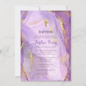 Invitation Baptême orthodoxe de marbre doré violet Lilac (Devant)