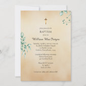 Invitation Baptême orthodoxe d'eucalyptus et de parchemin dél (Devant)