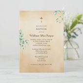 Invitation Baptême orthodoxe d'eucalyptus et de parchemin dél (Debout devant)