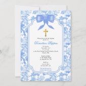 Invitation Baptême Orthodoxe Grec des Roses Bleues (Devant)