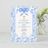 Invitation Baptême Orthodoxe Grec des Roses Bleues (Debout devant)
