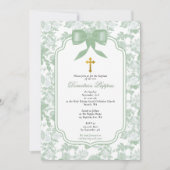 Invitation Baptême Orthodoxe Grec des Roses Vertes (Devant)