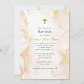 Invitation Baptême orthodoxe pêche et or (Devant)