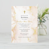 Invitation Baptême orthodoxe pêche et or (Debout devant)