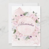 Invitation Baptême ou baptême couronne de Roses floraux (Dos)