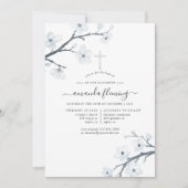 Invitation Baptême ou baptême de fleurs de cerisiers blancs (Devant)