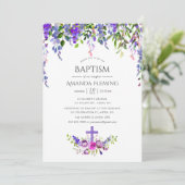 Invitation Baptême ou baptême floral ultra violet (Debout devant)