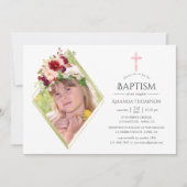 Invitation Baptême ou baptême géométrique bordeaux et bleus (Devant)