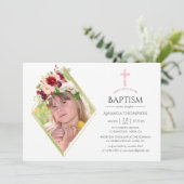 Invitation Baptême ou baptême géométrique bordeaux et bleus (Debout devant)