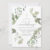 Invitation Baptême ou baptême géométrique verdoyant (Devant)