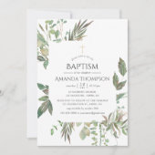 Invitation Baptême ou baptême géométrique verdoyant (Devant)