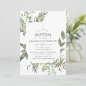 Invitation Baptême ou baptême géométrique verdoyant (Debout devant)