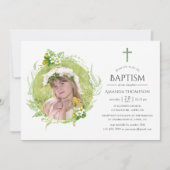 Invitation Baptême ou Christening de verdure de campagne (Devant)