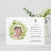 Invitation Baptême ou Christening de verdure de campagne (Debout devant)