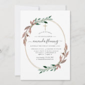 Invitation Baptême ou Christening d'hiver de verdure rustique (Devant)