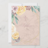 Invitation Baptême ou Christening Floral Géométrique Rose Chi (Dos)