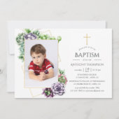 Invitation Baptême ou Christening géométrique succulent (Devant)
