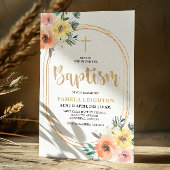 Invitation Baptême ovale Orange Floral