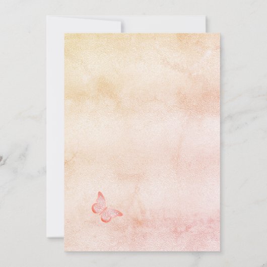 Invitation Baptême pampas herbe fleurs papillon rousse (Dos)