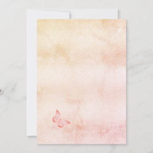 Invitation Baptême pampas herbe fleurs papillon rousse (Dos)