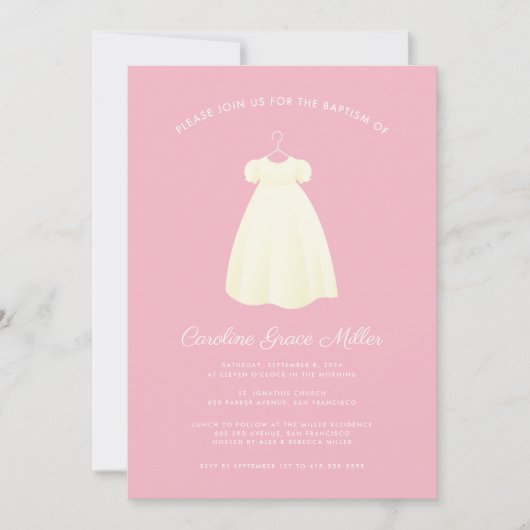 Invitation Baptême Personnalisable Simple Gown (Devant)