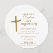 Invitation Baptême personnalisé Gold Palm Cross (Devant / Derrière)