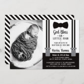 Invitation Baptême Petit Homme, Noir (Devant / Derrière)