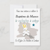 Invitation baptême petit lapin blanc (Devant)