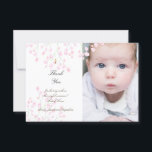 Invitation Baptême petites fleurs roses merci<br><div class="desc">carte de remerciements</div>