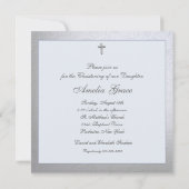 Invitation Baptême Photo Bleu Clair Élégant (Dos)