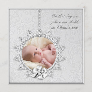 Invitation Baptême photo élégant blanc