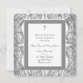 Invitation Baptême photo élégant blanc (Dos)