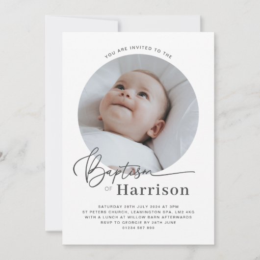 Invitation Baptême photo ronde (Devant)
