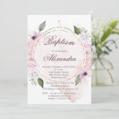 Invitation Baptême Photo Roses Roses Rose Filles Florales (Debout devant)