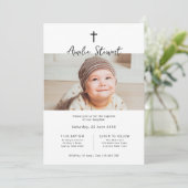 Invitation Baptême photo simple minimaliste baptême baptême (Debout devant)