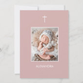 Invitation Baptême Photo White Rose Girls Religieux (Dos)