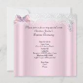 Invitation Baptême Pink dentelle Photo Papillon Croix Fille (Dos)
