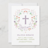 Invitation Baptême pour fille - Jolie, personnalis (Devant)