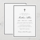 Invitation Baptême Pour Lui Classic Elegant Cross (Devant / Derrière)